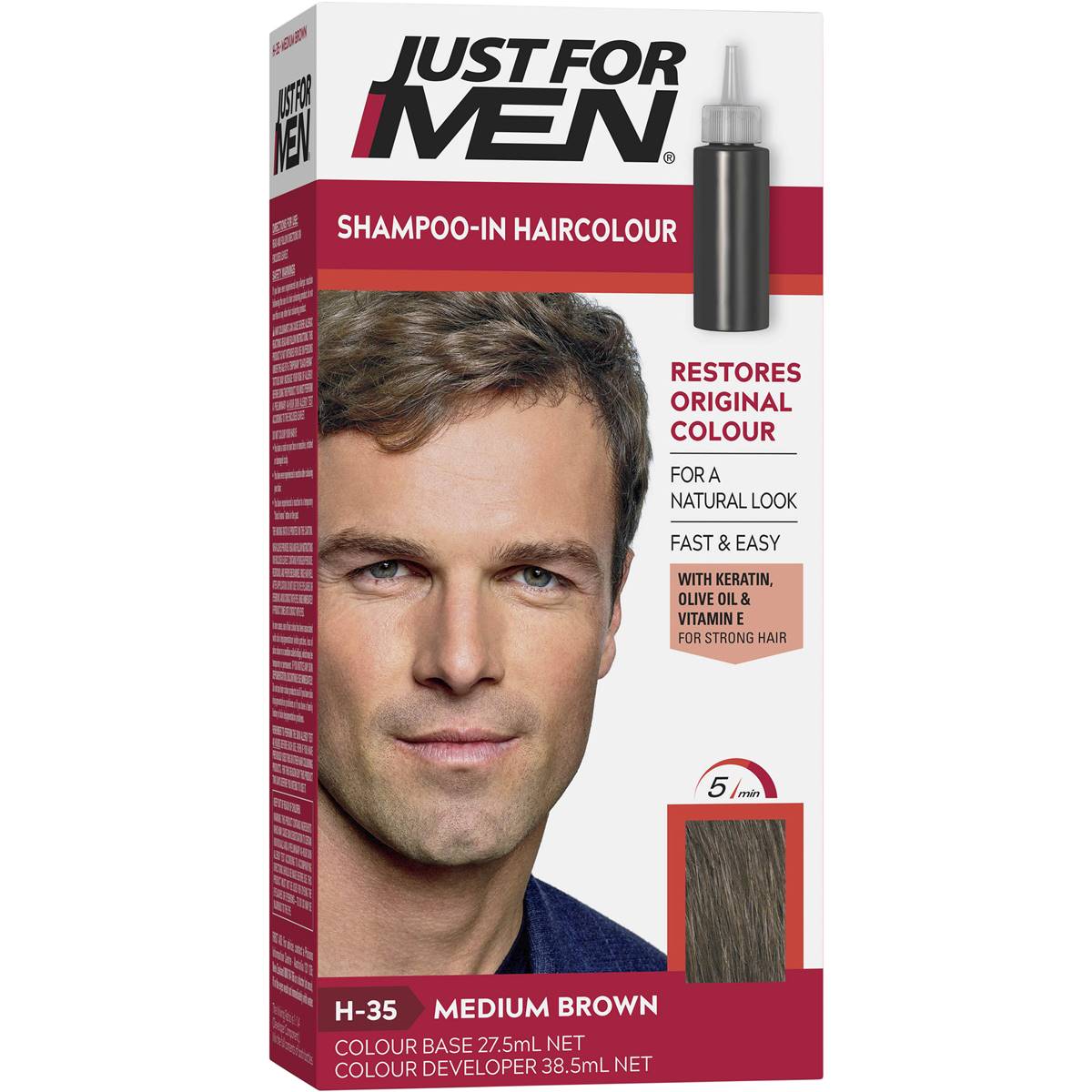 007515 Just For Men Hair Colour Medium Brown 100g