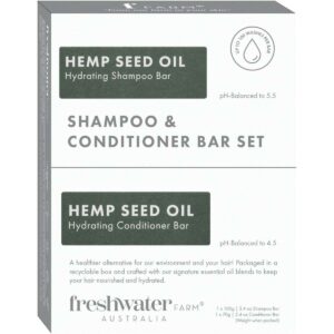 Freshwater Farm Hemp Seed Oil Hydrating Shampoo + Conditioner Bar Set 170g