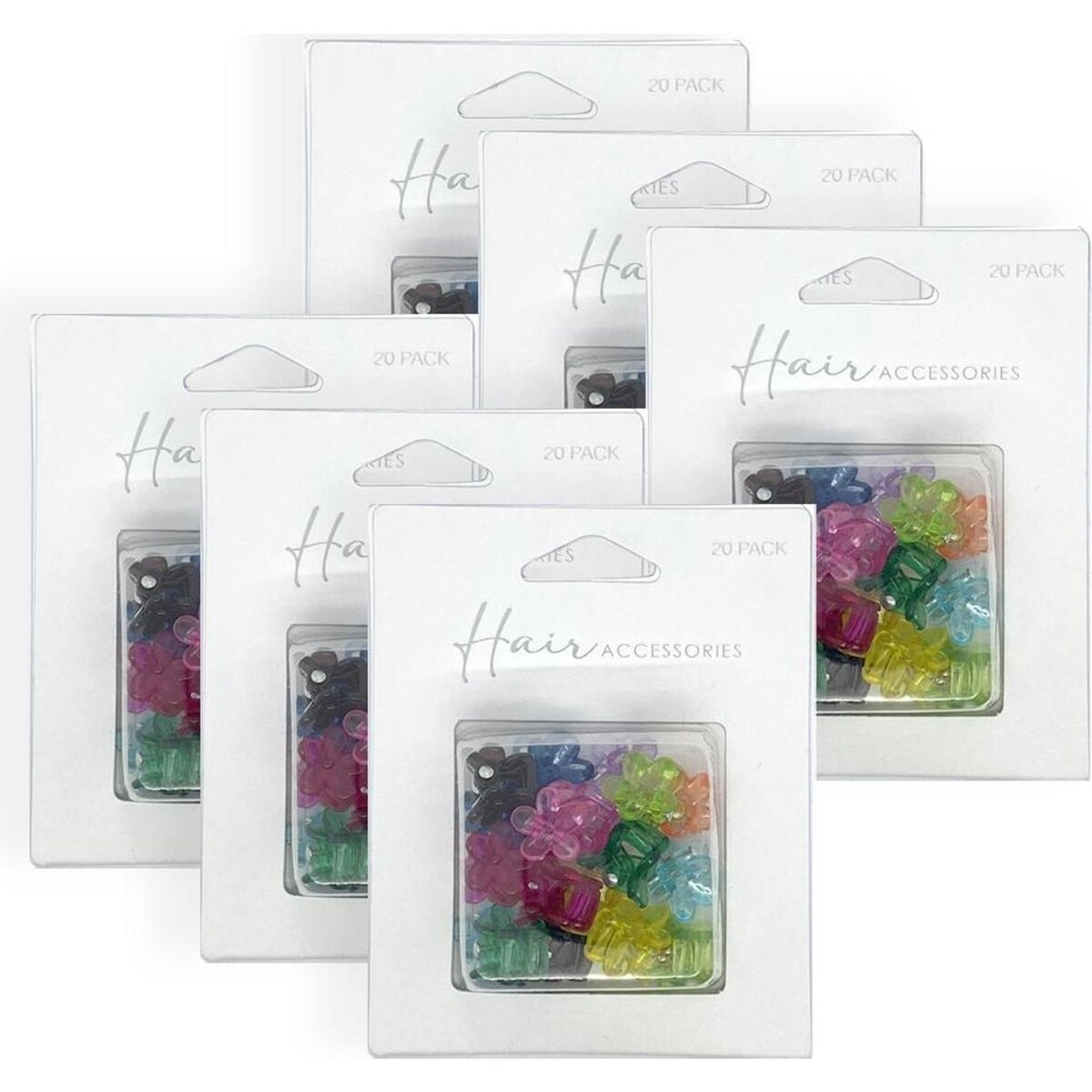 Hair Accessories Melrose Clip Flower Blister Pack Accessory 6x 20pc 1.5cm