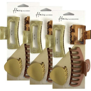 Hair Accessories Melrose Clips Mustard Mix Styling Accessory 3x 4pc