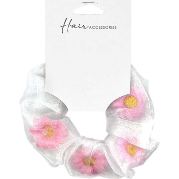Hair Accessories Scrunchie Organza Floral Insert Ponytail Accessory Assorted 6PK 13cm