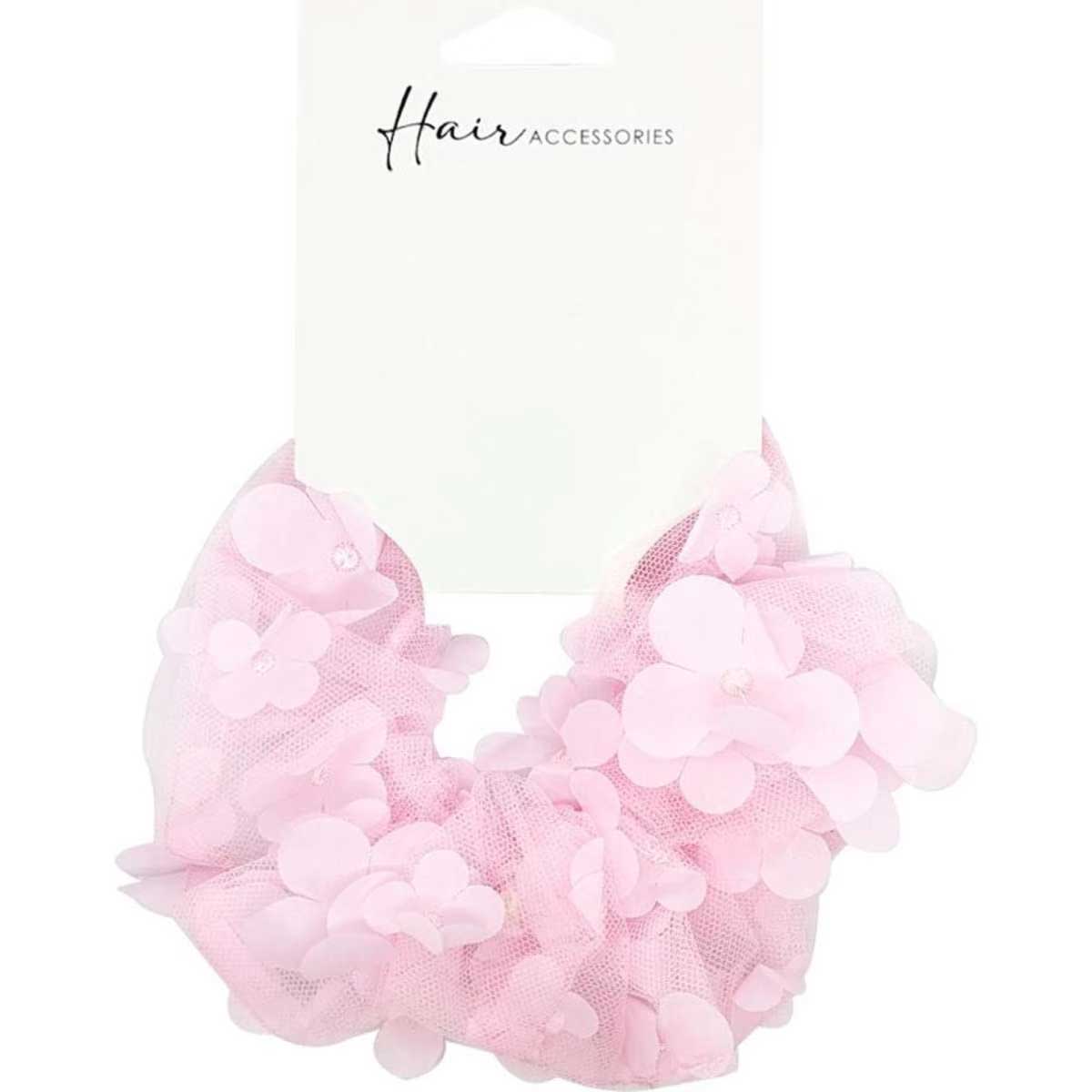 Hair Accessories Scrunchie Flower Decal Organza Ponytail Accessory 6PK 14cm