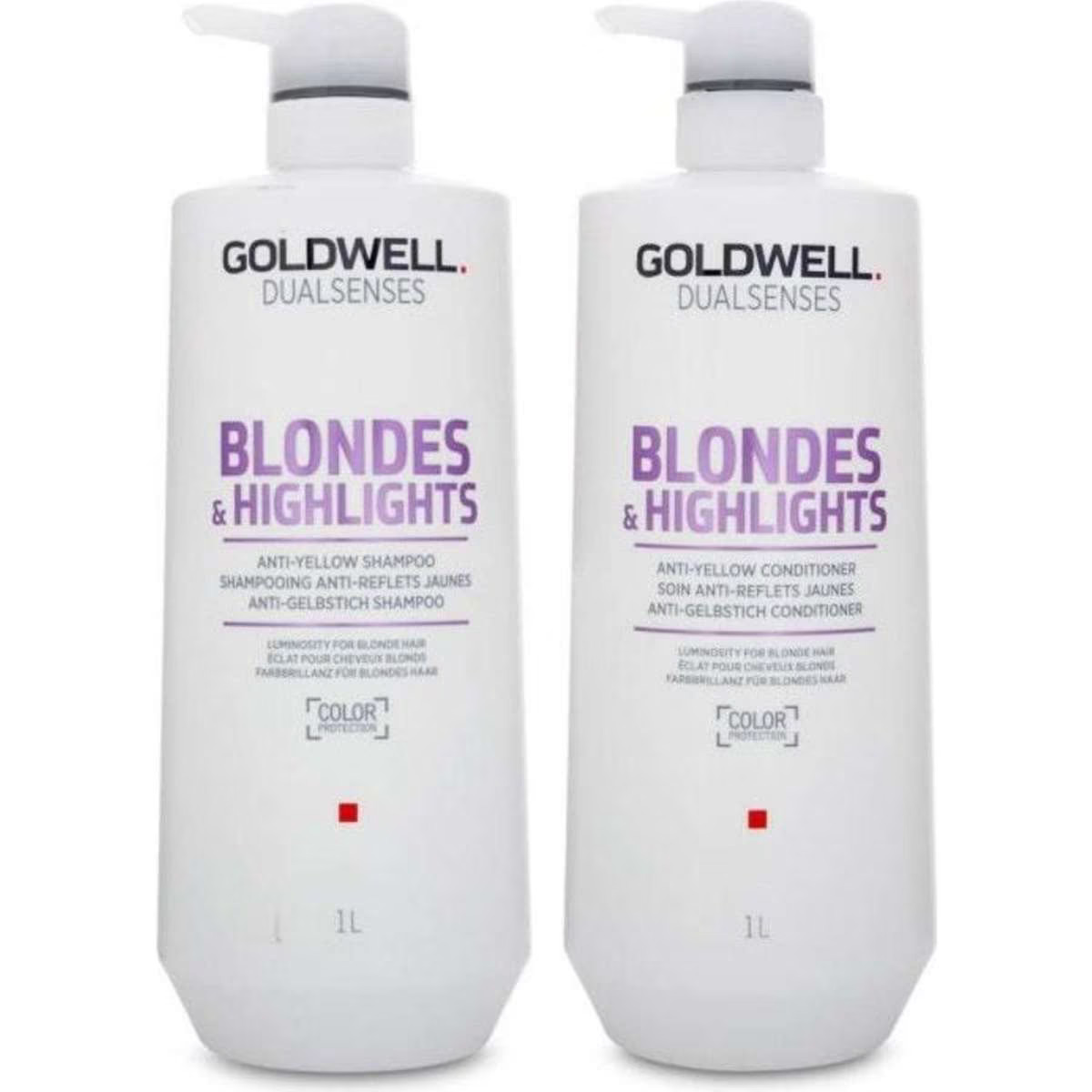 Goldwell Dualsenses Blondes & Highlights Anti-Yellow Shampoo & Conditioner 1 Litre Duo