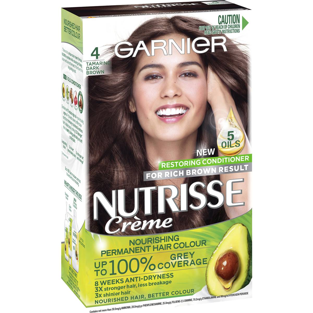 107466 Garnier Nutrisse Hair Colour 4 Tamarind Dark Brown Each