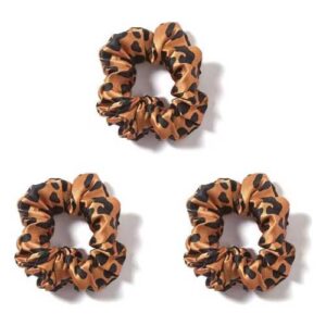Gioia Casa 3 Pack Thick Silk Scrunchie Gold Leopard