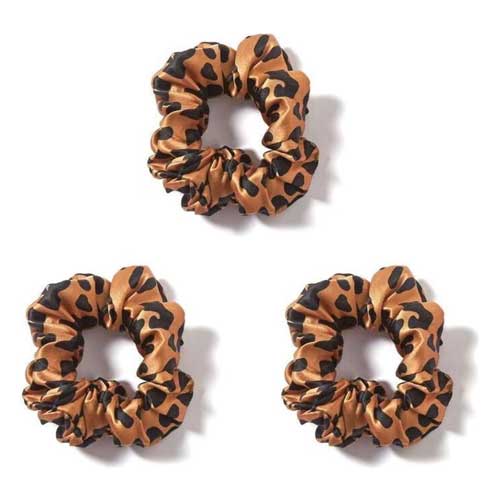 Gioia Casa 3 Pack Thick Silk Scrunchie Gold Leopard
