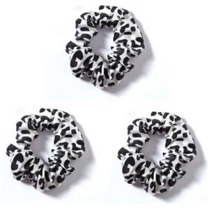 Gioia Casa 3 Pack Thick Silk Scrunchie Silver Leopard