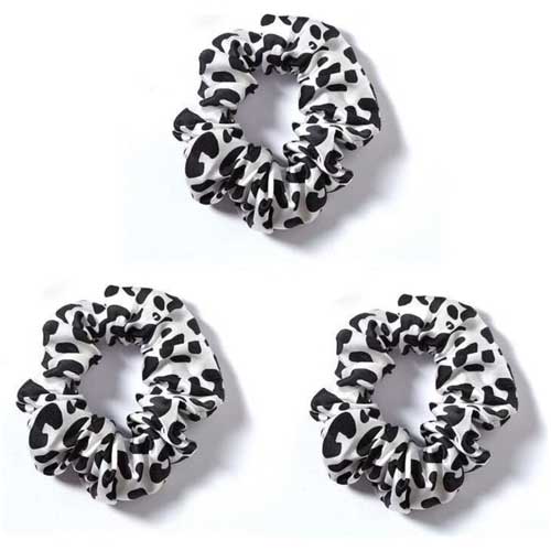 Gioia Casa 3 Pack Thick Silk Scrunchie Silver Leopard