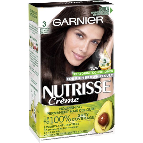 Garnier Nutrisse Hair Colour 3 Espresso Darkest Brown Each