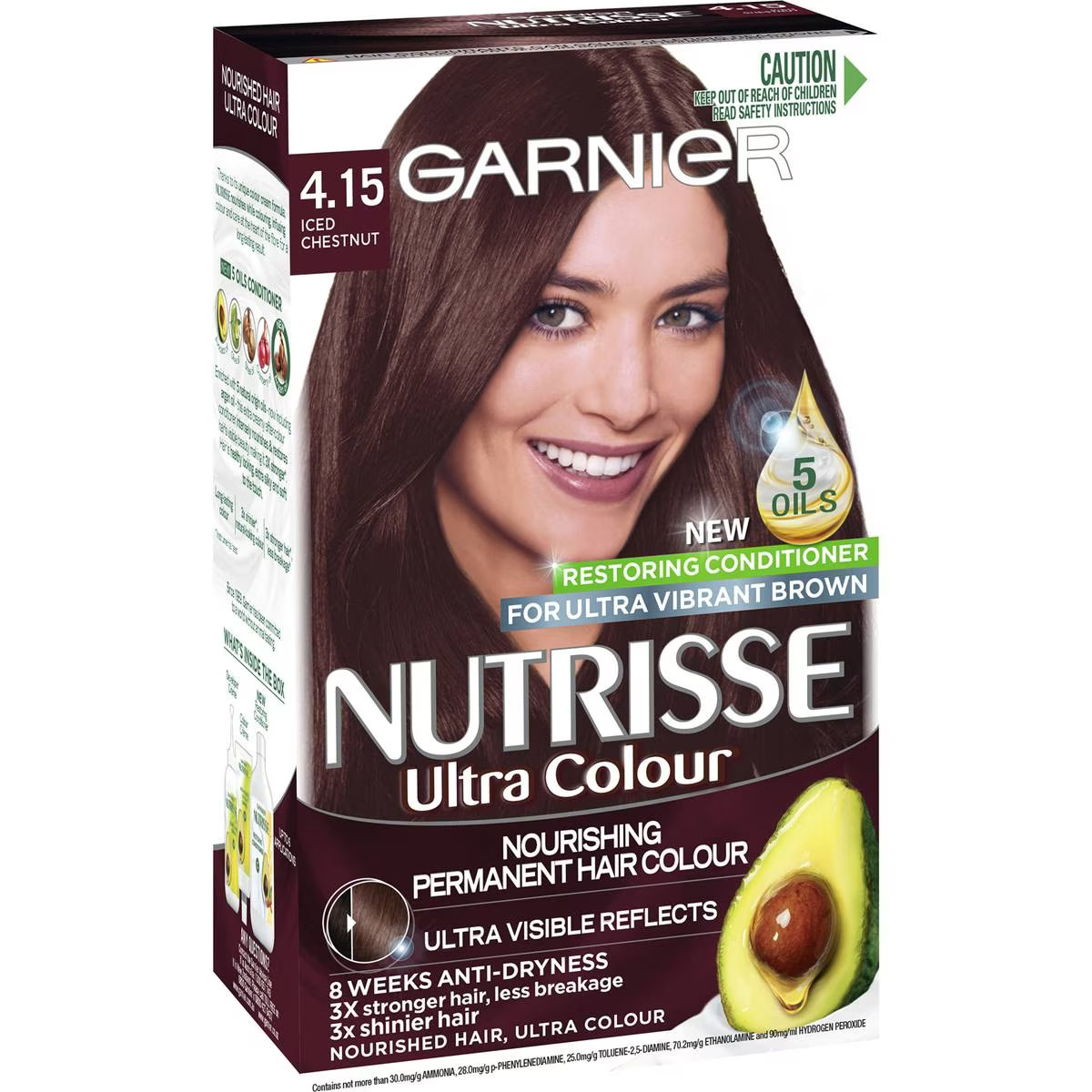 840354 Garnier Nutrisse Hair Colour 4.15 Iced Chestnut Each