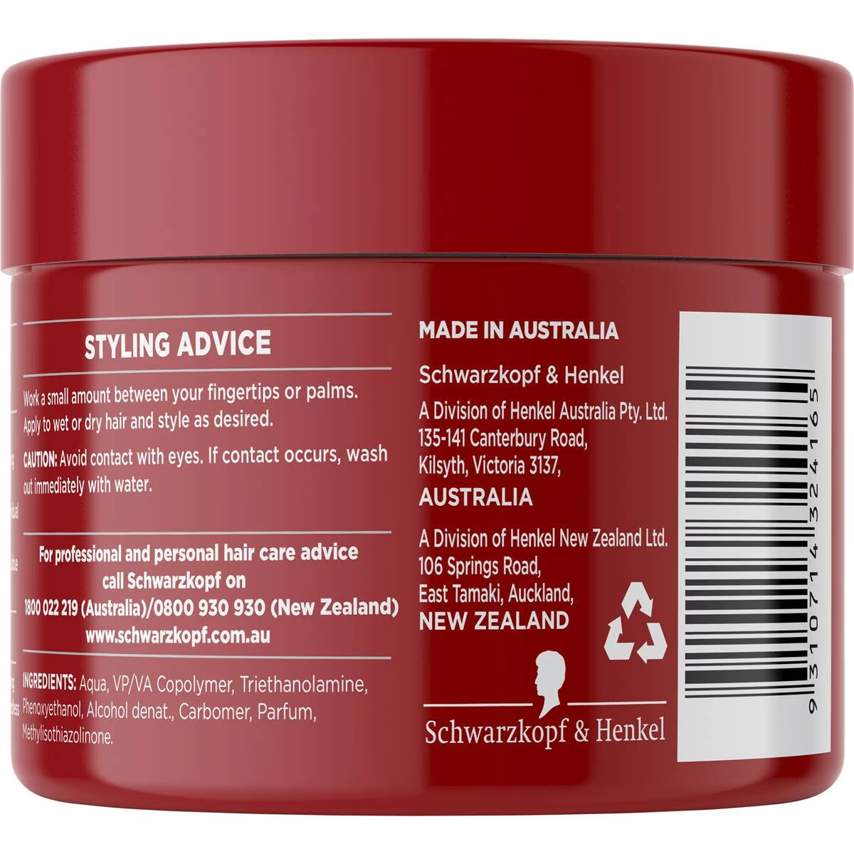 Schwarzkopf Taft Hair Gel Maximum Hold 250g The Australian Products