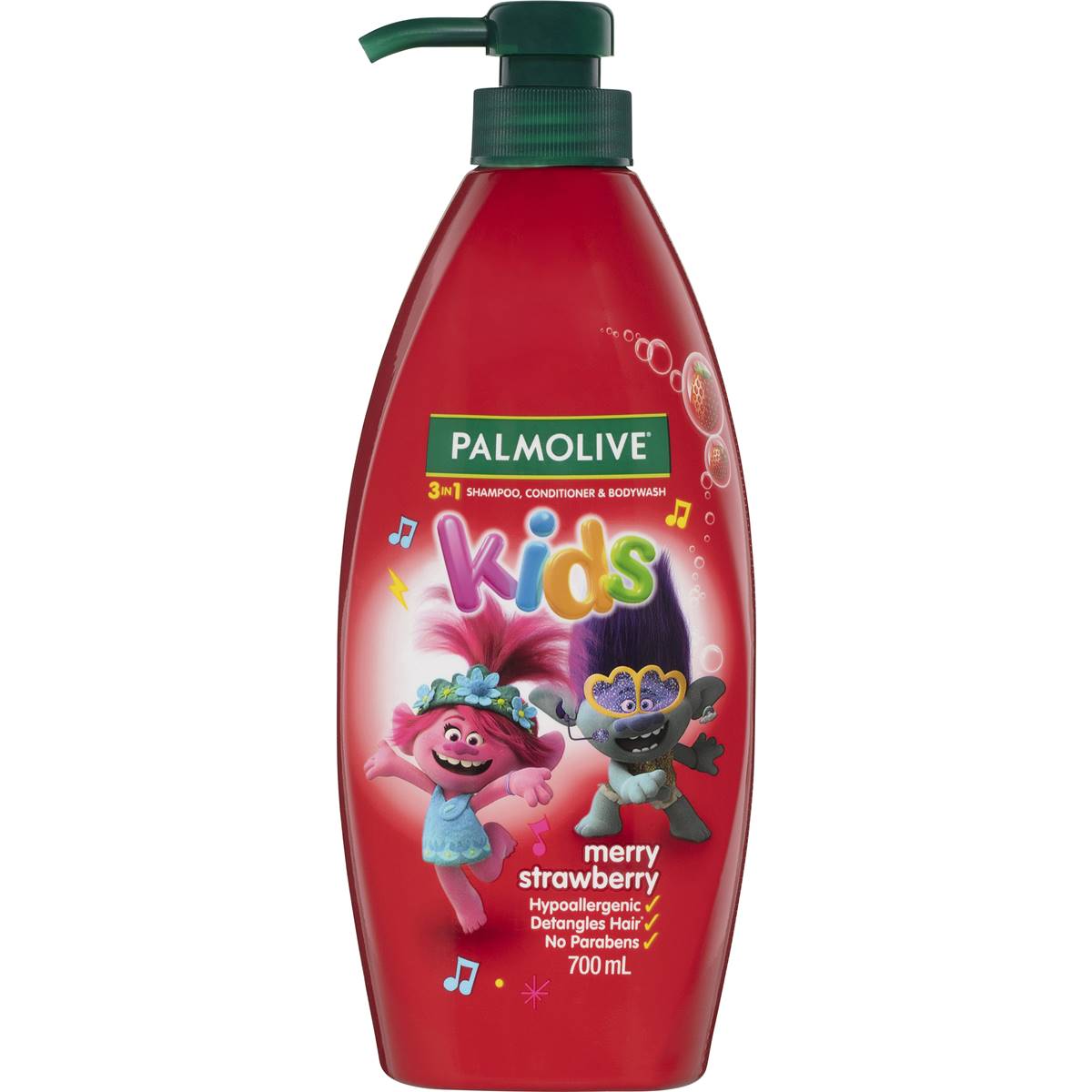 Palmolive Kids Shampoo Conditioner And Body Wash Strawberry Trolls 700ml