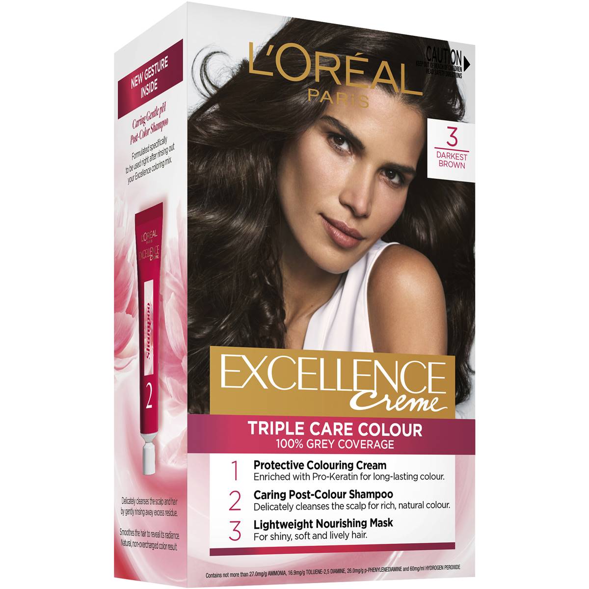 L'oreal Excellence Creme Hair Colour 3 Darkest Brown Each