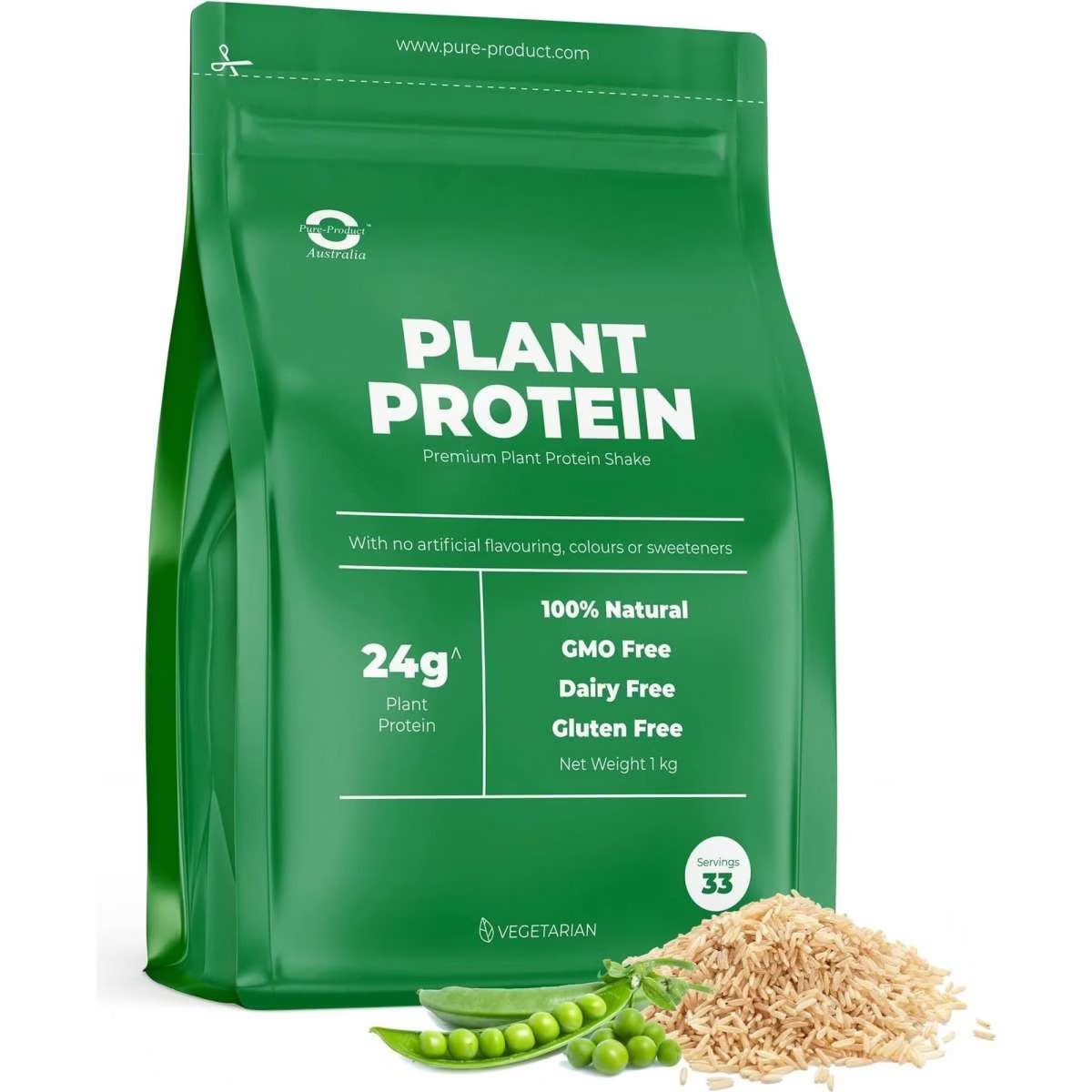 1073797665 Pure Product Australia Vegan Protein ( Pea & Rice ) Unflavoured 1000g