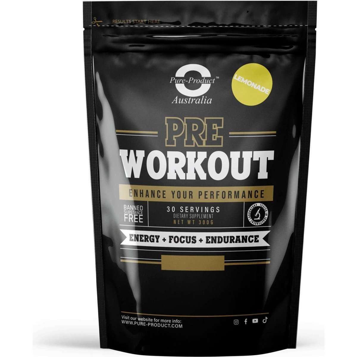 Pure Product Australia Pre Workout Lemon 300g
