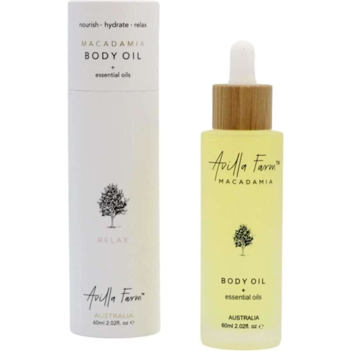 Australian Made Avilla Farm RELAX Macadamia Body Oil 60ml