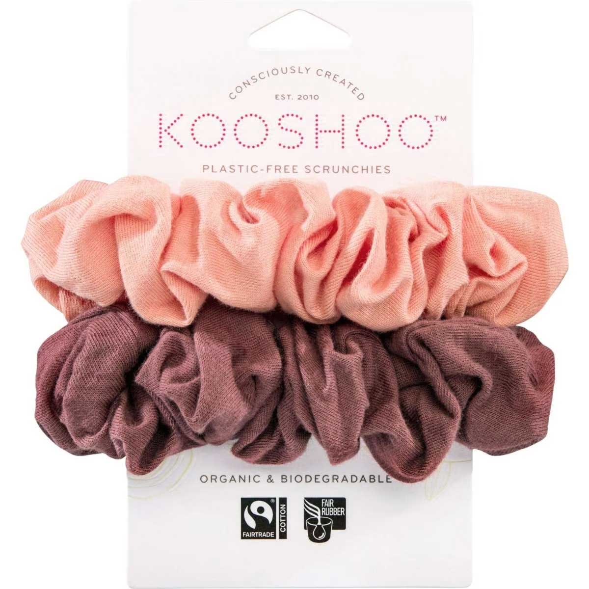 Kooshoo Plastic-Free Scrunchies Coral Rose 2pack