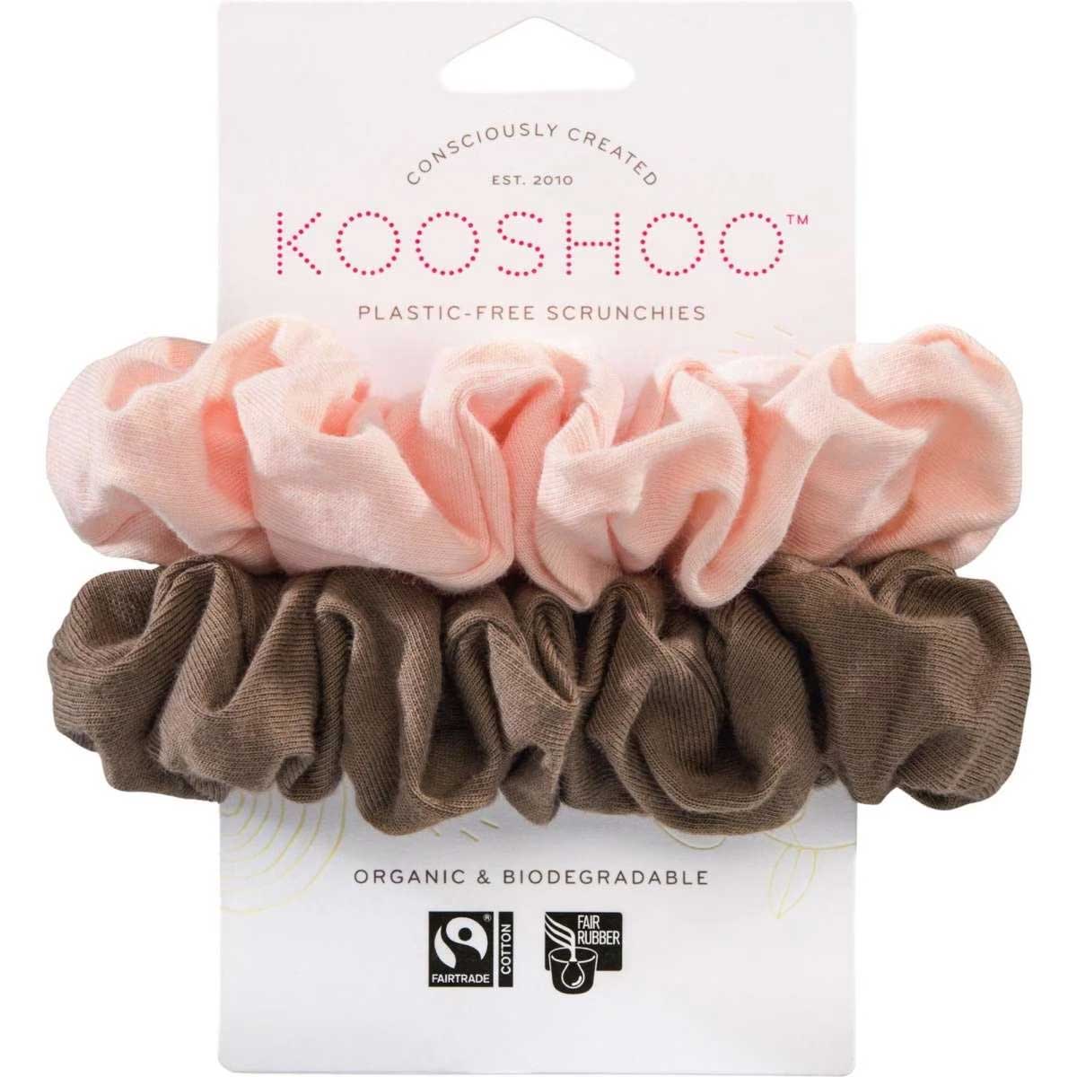 Kooshoo Plastic-Free Scrunchies Blush Walnut 2pack