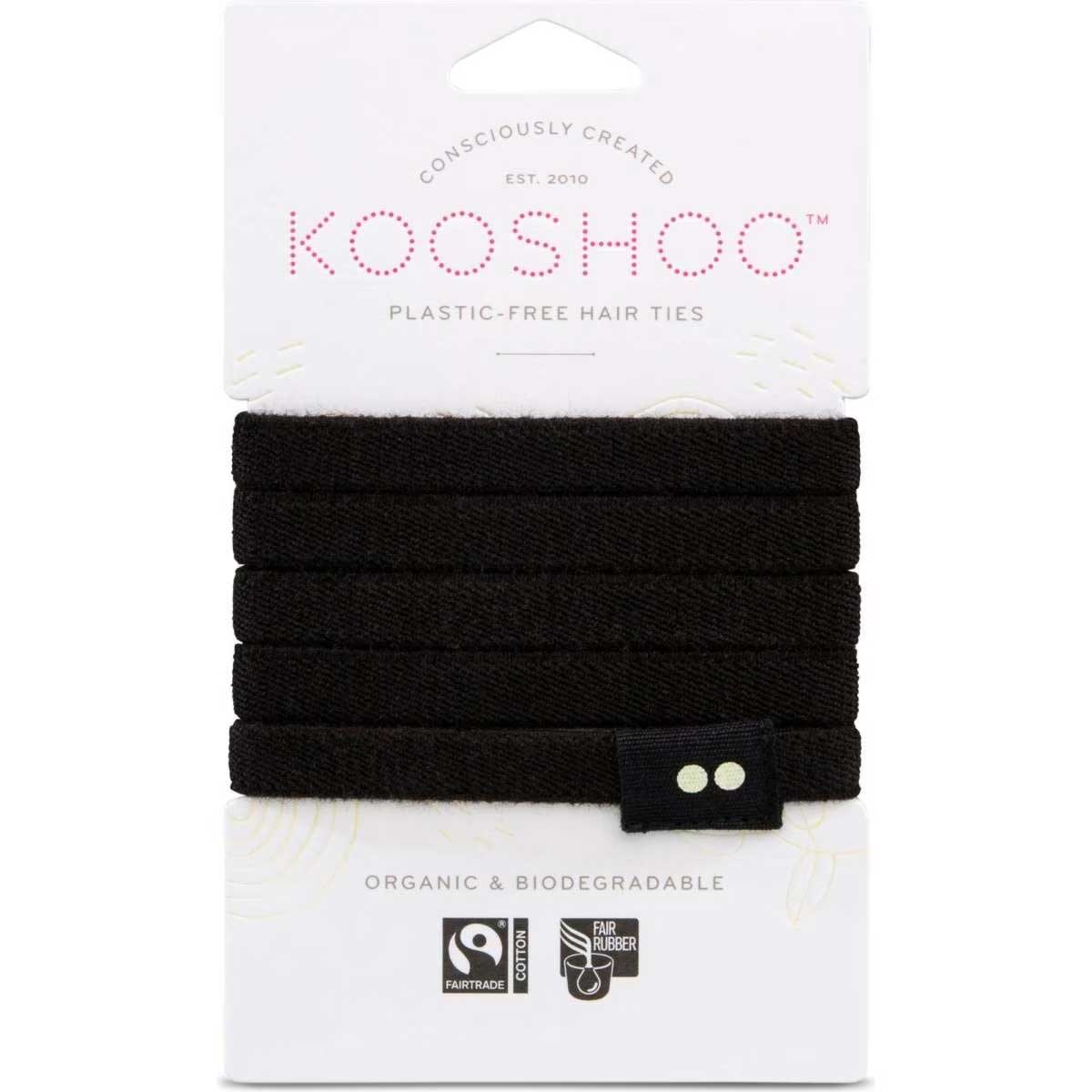 Kooshoo Plastic-Free Hair Ties Black 5pack