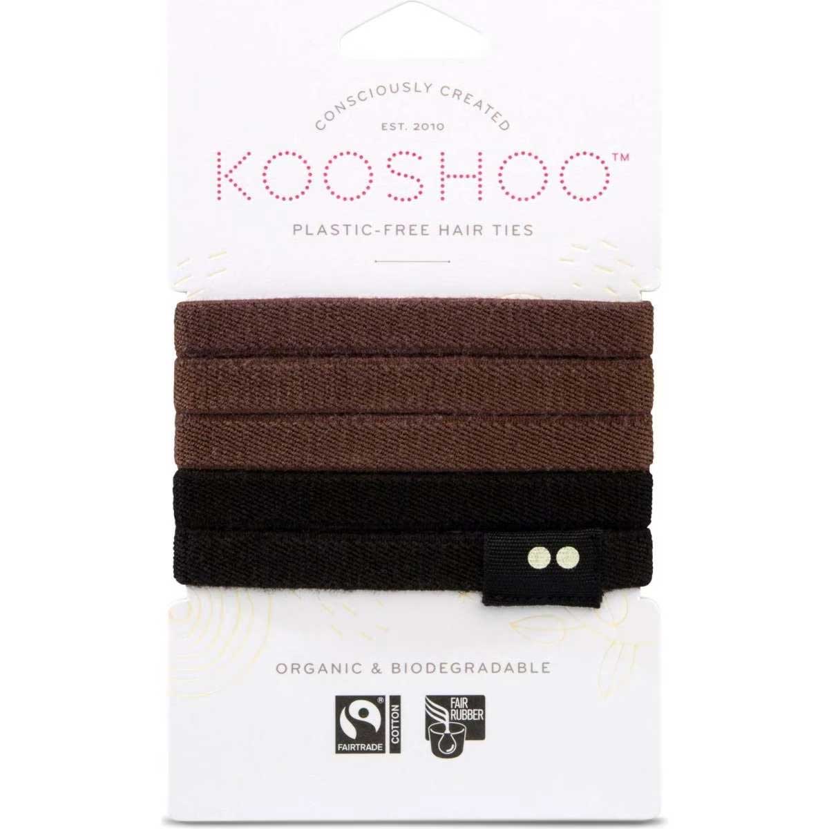 Kooshoo Plastic-Free Hair Ties Brown/Black 5pack