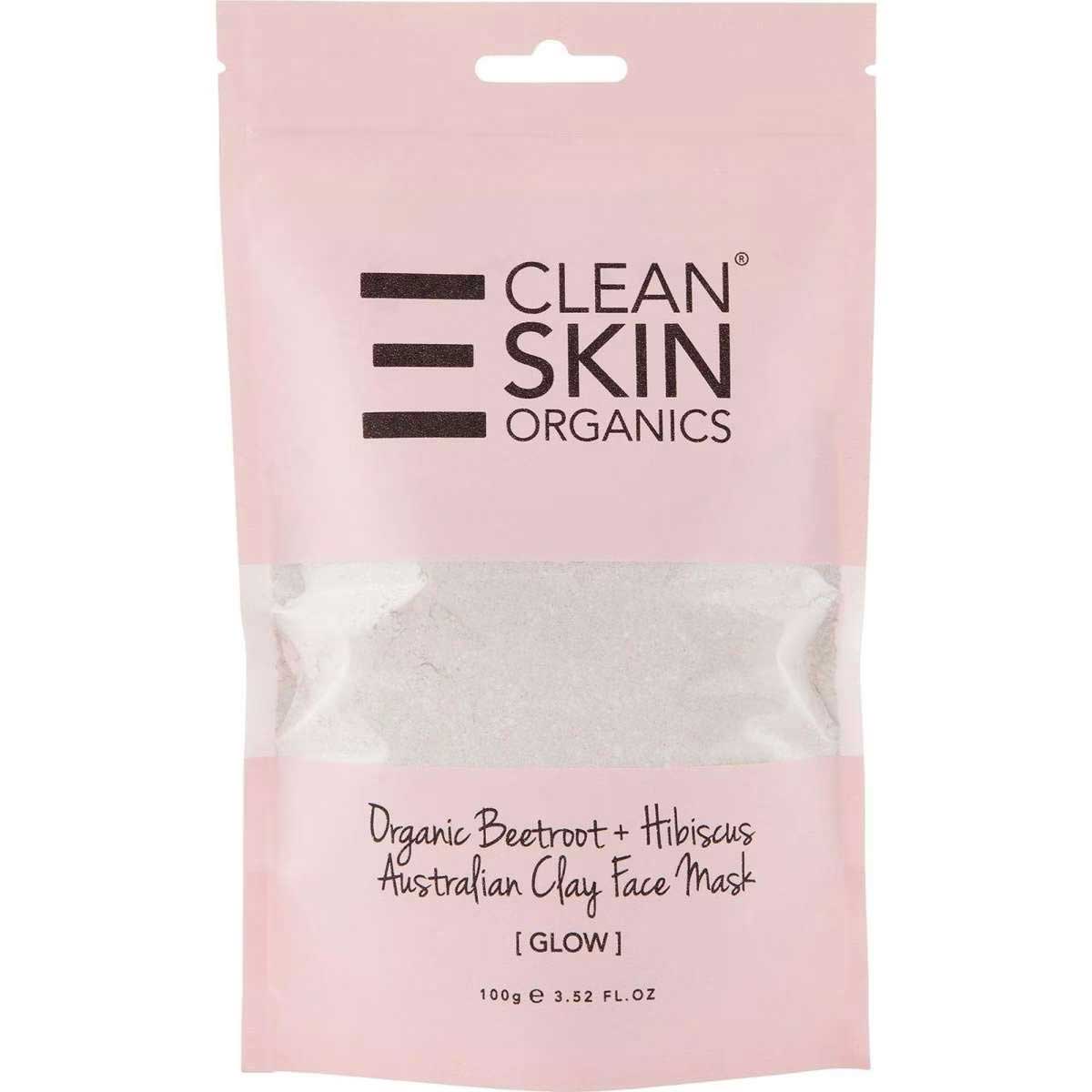 Clean Skin Organics Glow Organic Beetroot and Hibiscus Australian Clay Mask 100g