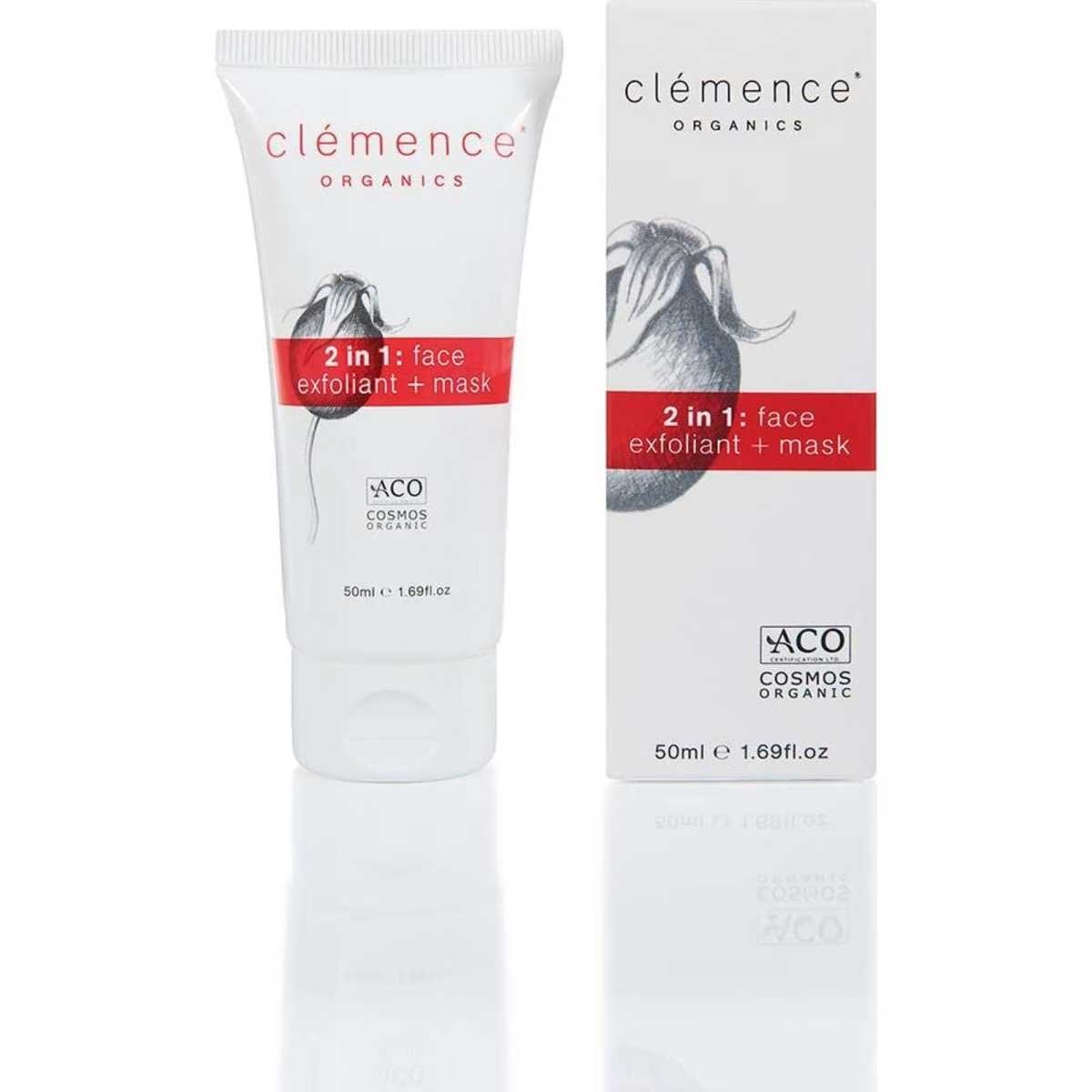 1073962173 Clemence Organics 2 In 1 Face Exfoliant + Mask 50ml