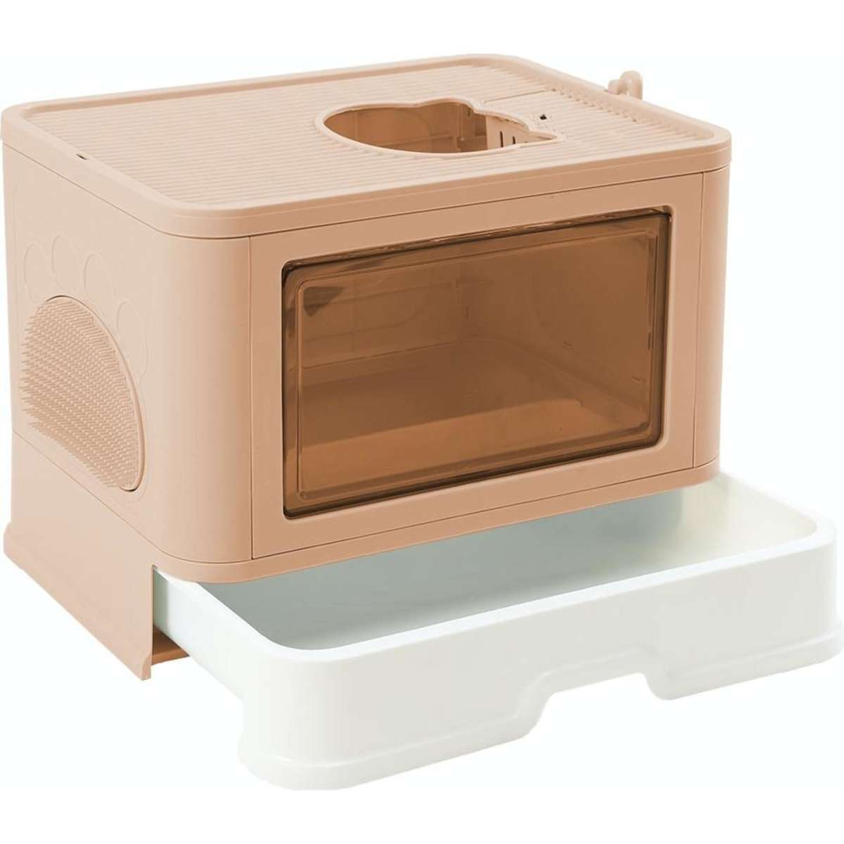 PaWz Foldable Cat Litter Box Tray Enclosed Kitty Toilet Hood Hair Grooming Pink