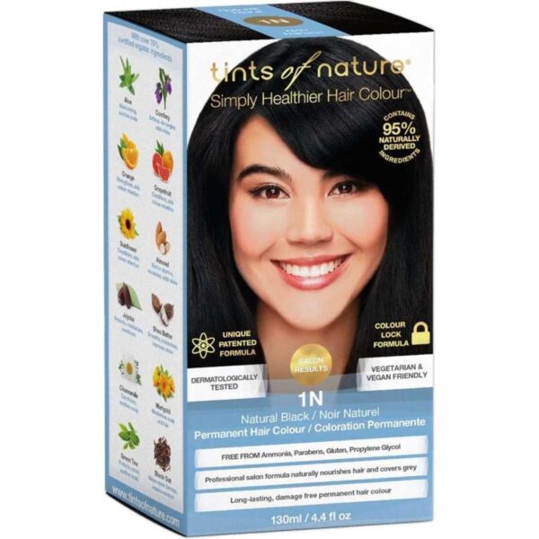 Tints Of Nature 1N Natural Black Permanent Colour 130ml