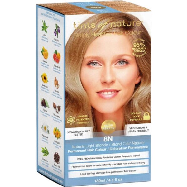 Tints Of Nature 8N Natural Light Blonde Permanent Colour 130ml