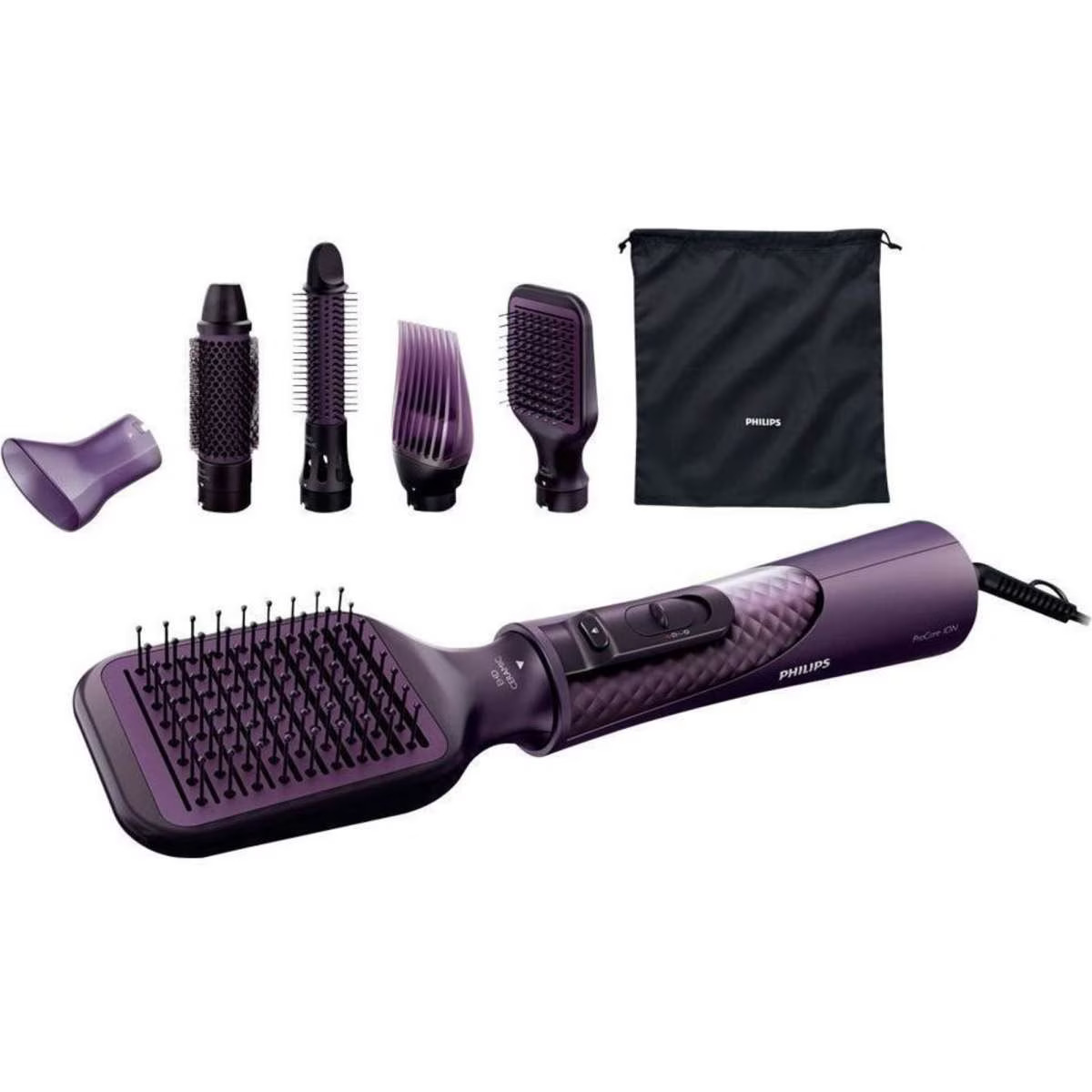 Philips HP8656 Ionic Care Hair Dryer Styler Brush - Purple, Black 7pc