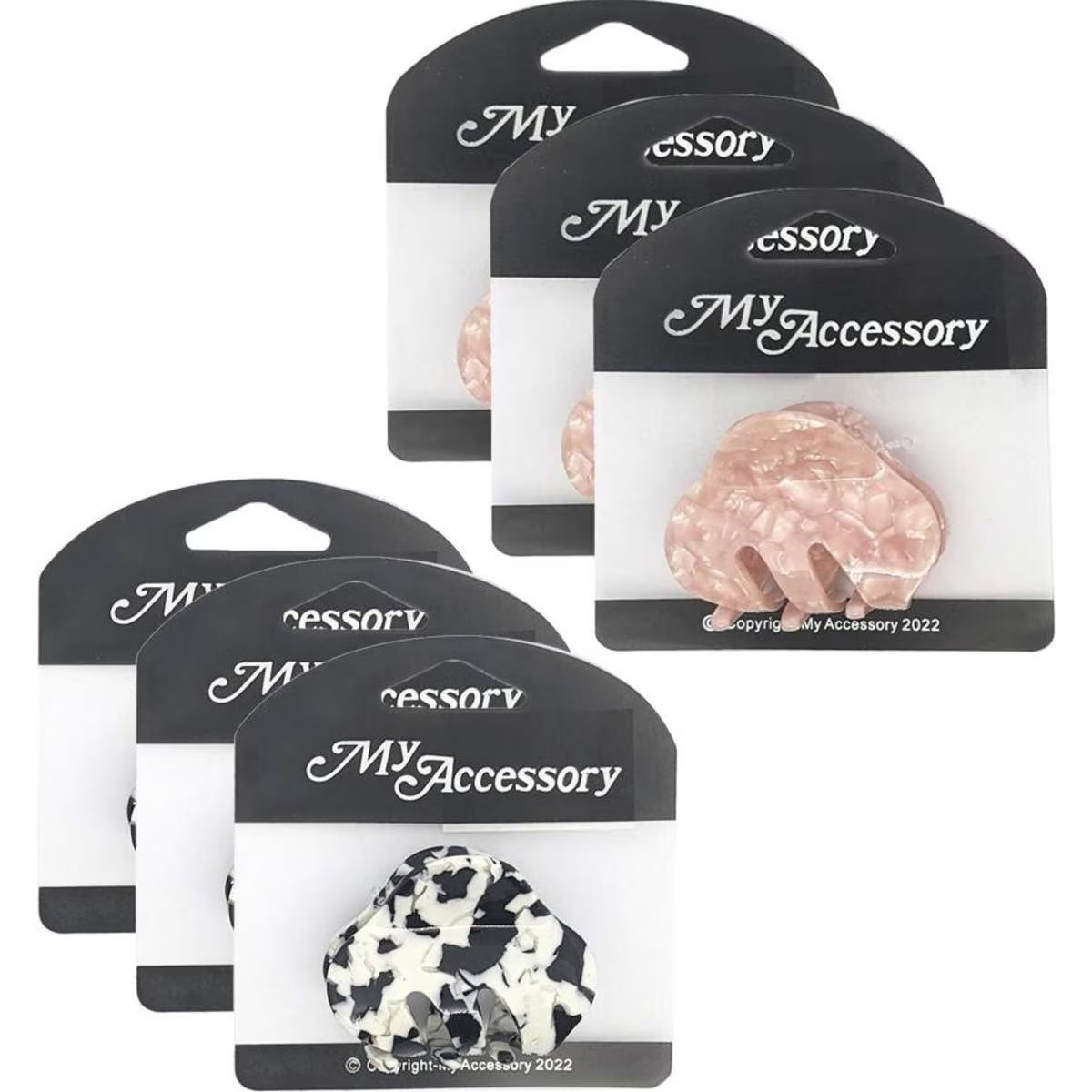My Accessory Melrose Hair Clip Resin Curved Assorted 6PK 5.5cm