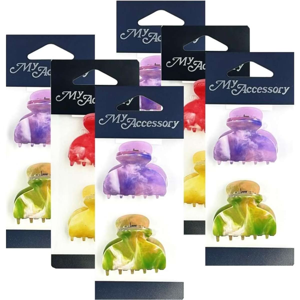 1074107859 My Accessory Melrose Hair Clip Marble Accessory Assorted 6x 2pc 4cm