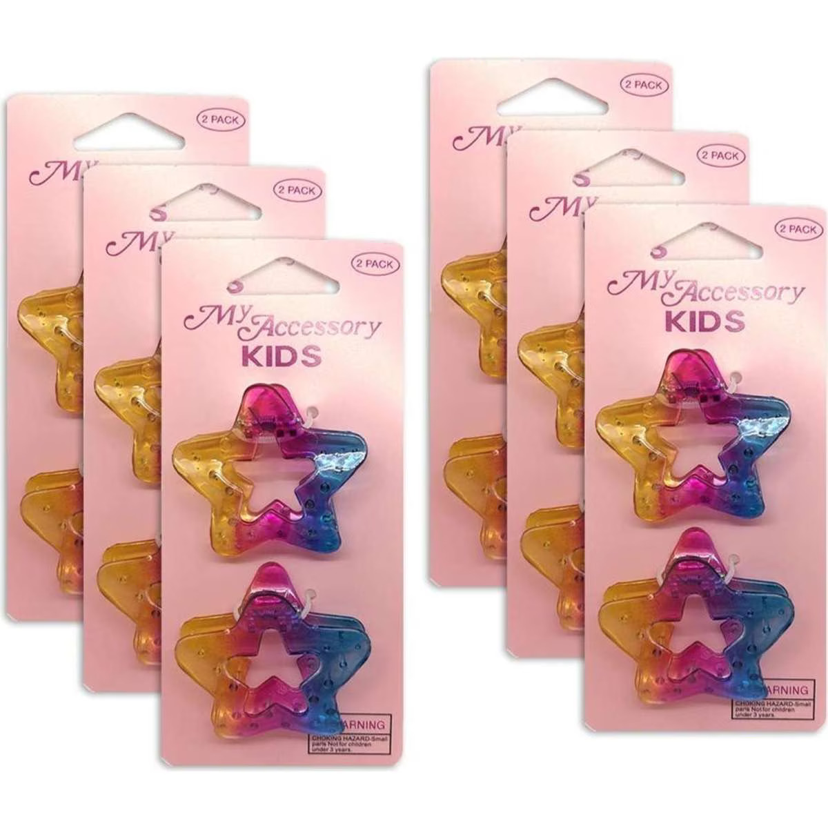 My Accessory Kids Melrose Hair Clip Ombre Star 6x 2pc 5cm