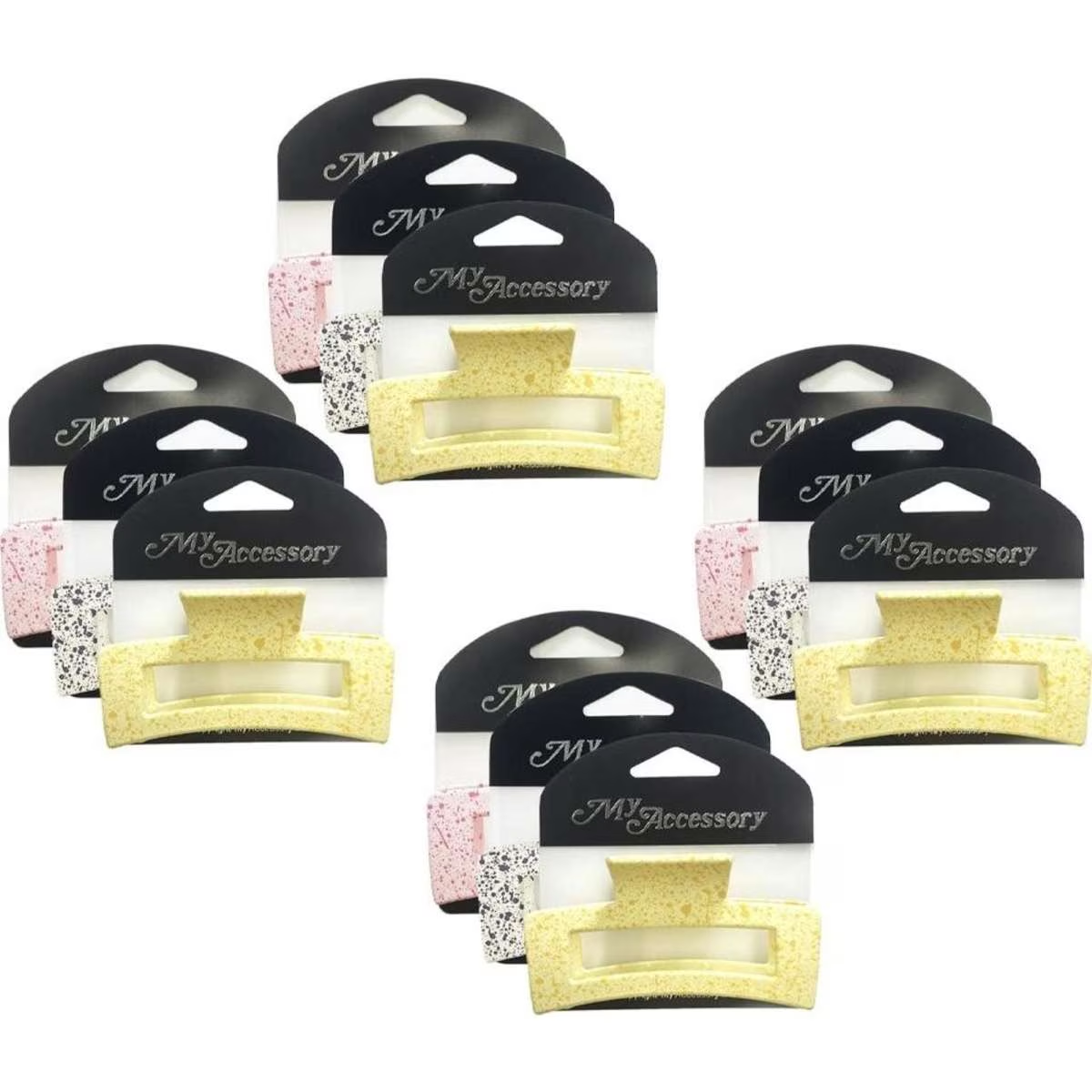 My Accessory Melrose Hair Clip Rectangle Spot Paint Assorted 12PK 8.5cm