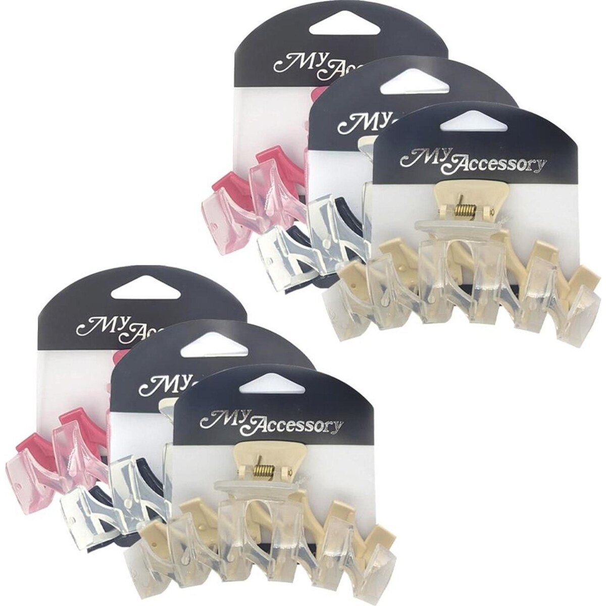 My Accessory Hair Styling Clip 2-Toned Zig Zag Assorted 6PK 11cm