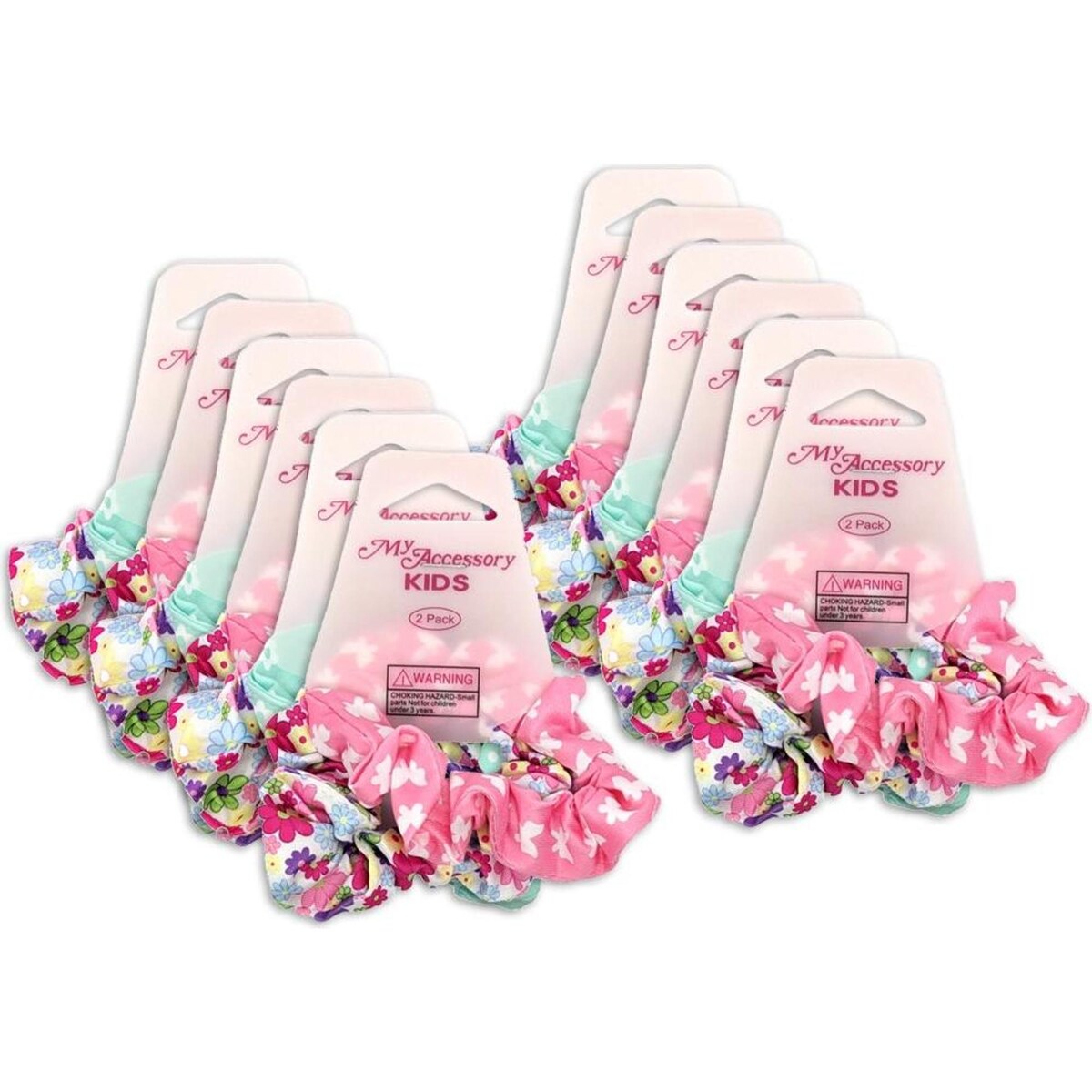 My Accessory Kids Scrunchie Patterns Mini Assorted 12x 2pc 8cm