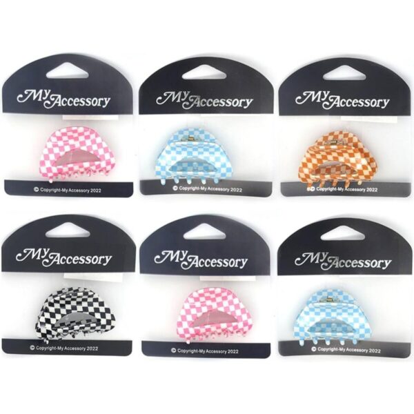 My Accessory Melrose Hair Clip Check Mix Assorted 6PK 5cm