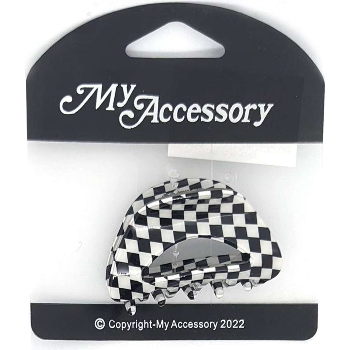 1074107897_1 My Accessory Melrose Hair Clip Check Mix Assorted 6PK 5cm