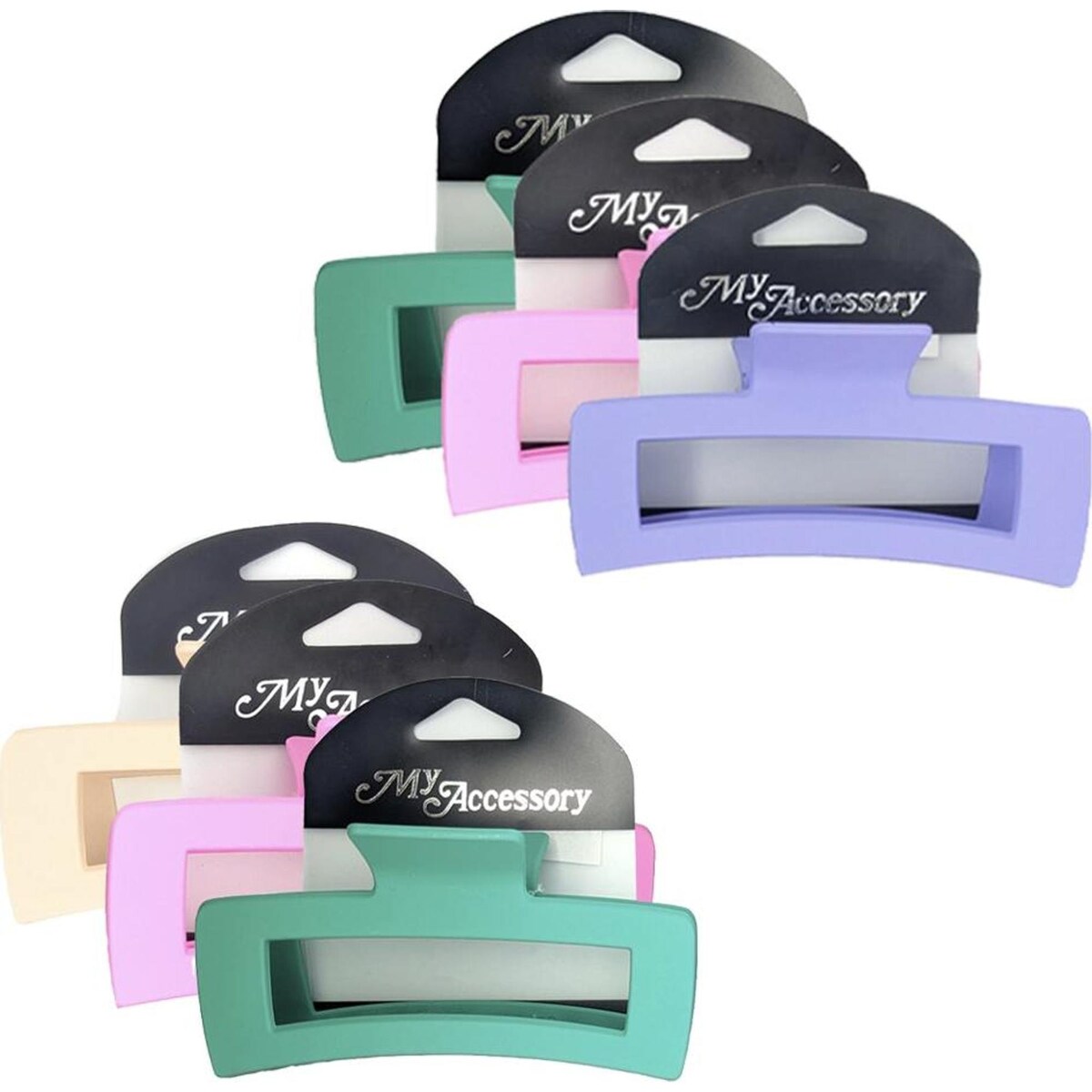 My Accessory Melrose Hair Clip Rectangle Matte Assorted 6PK 12cm