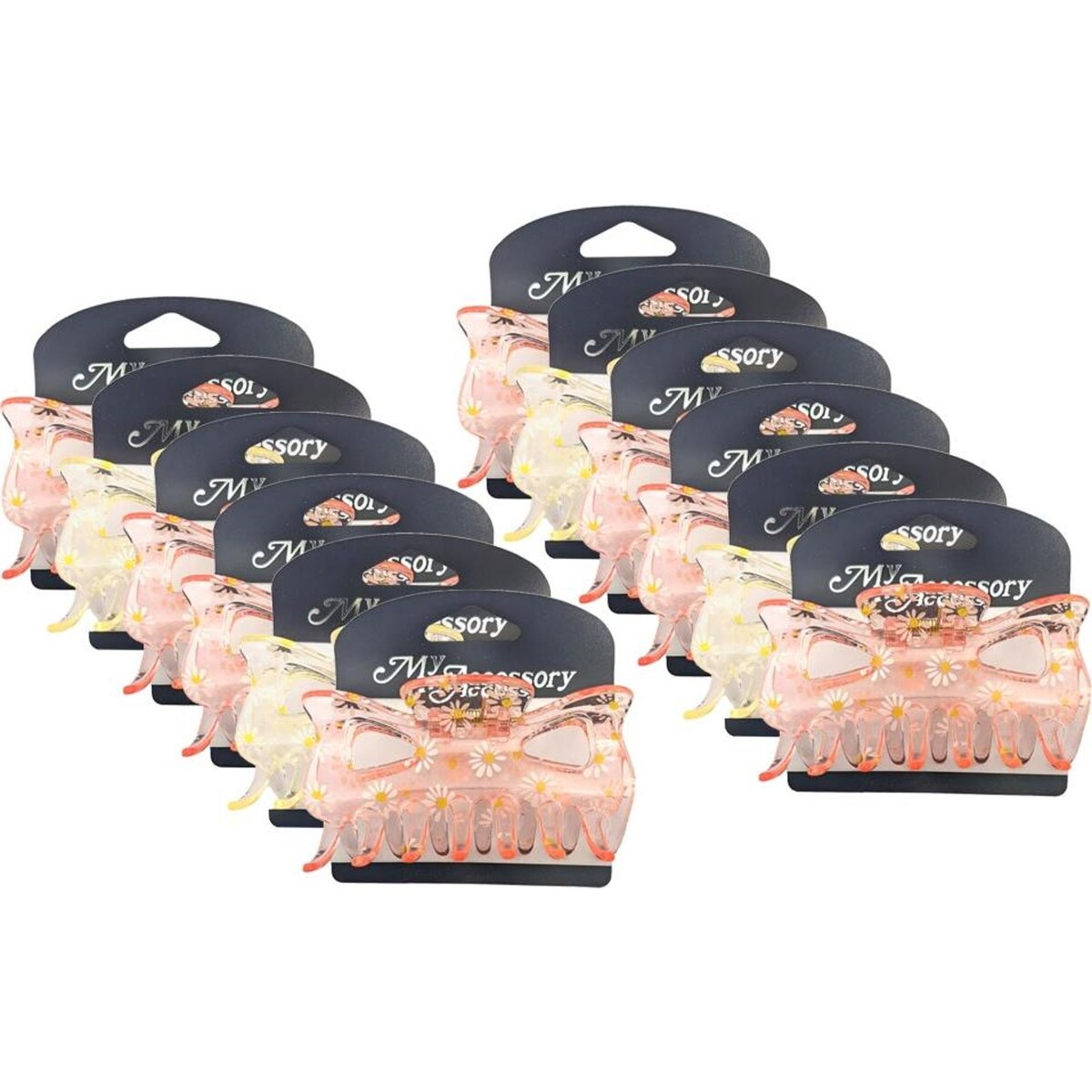 1074107911 My Accessory Melrose Hair Clip Daisy Assorted 12PK 9cm