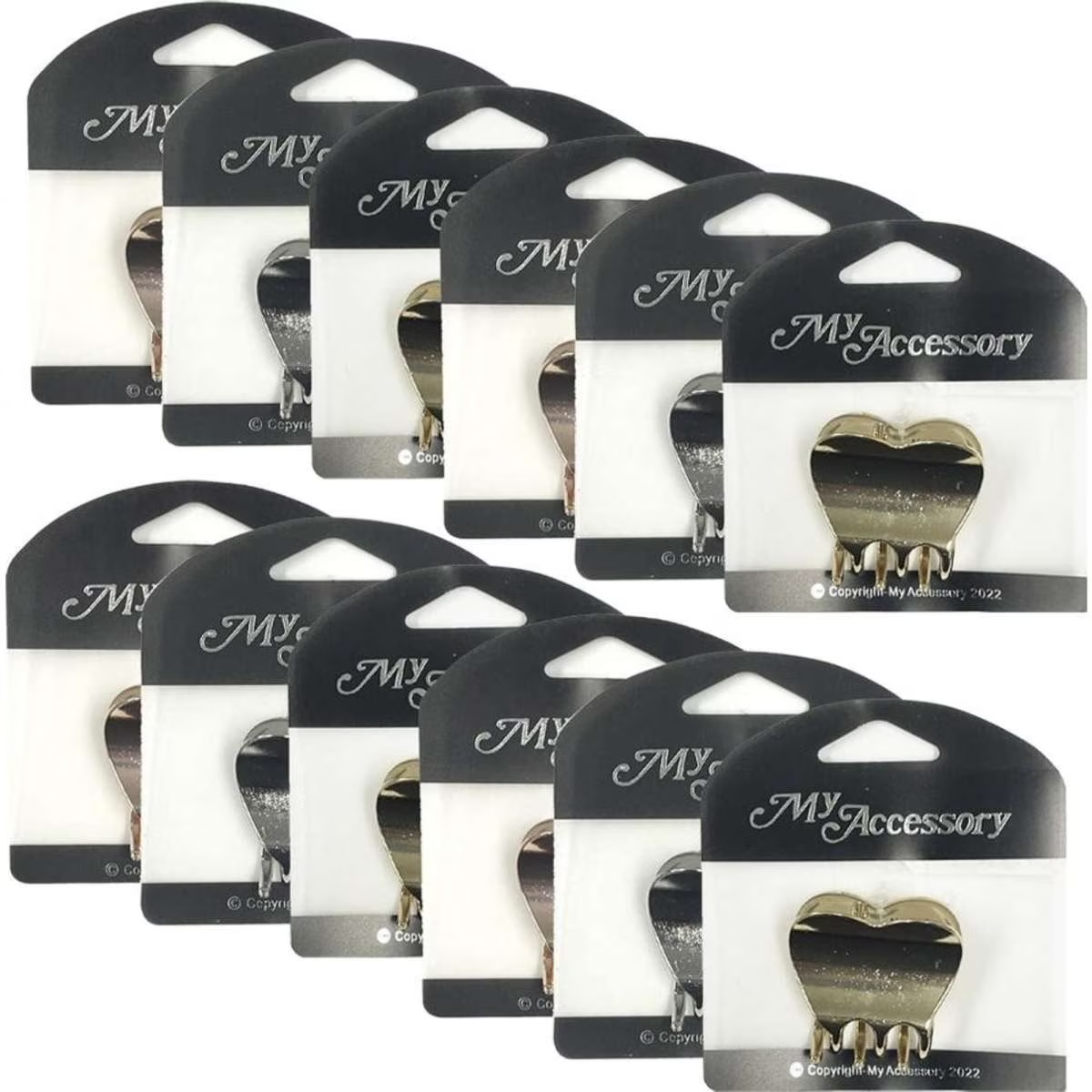 My Accessory Melorse Hair Clip Metal Heart Assorted 12PK 4cm