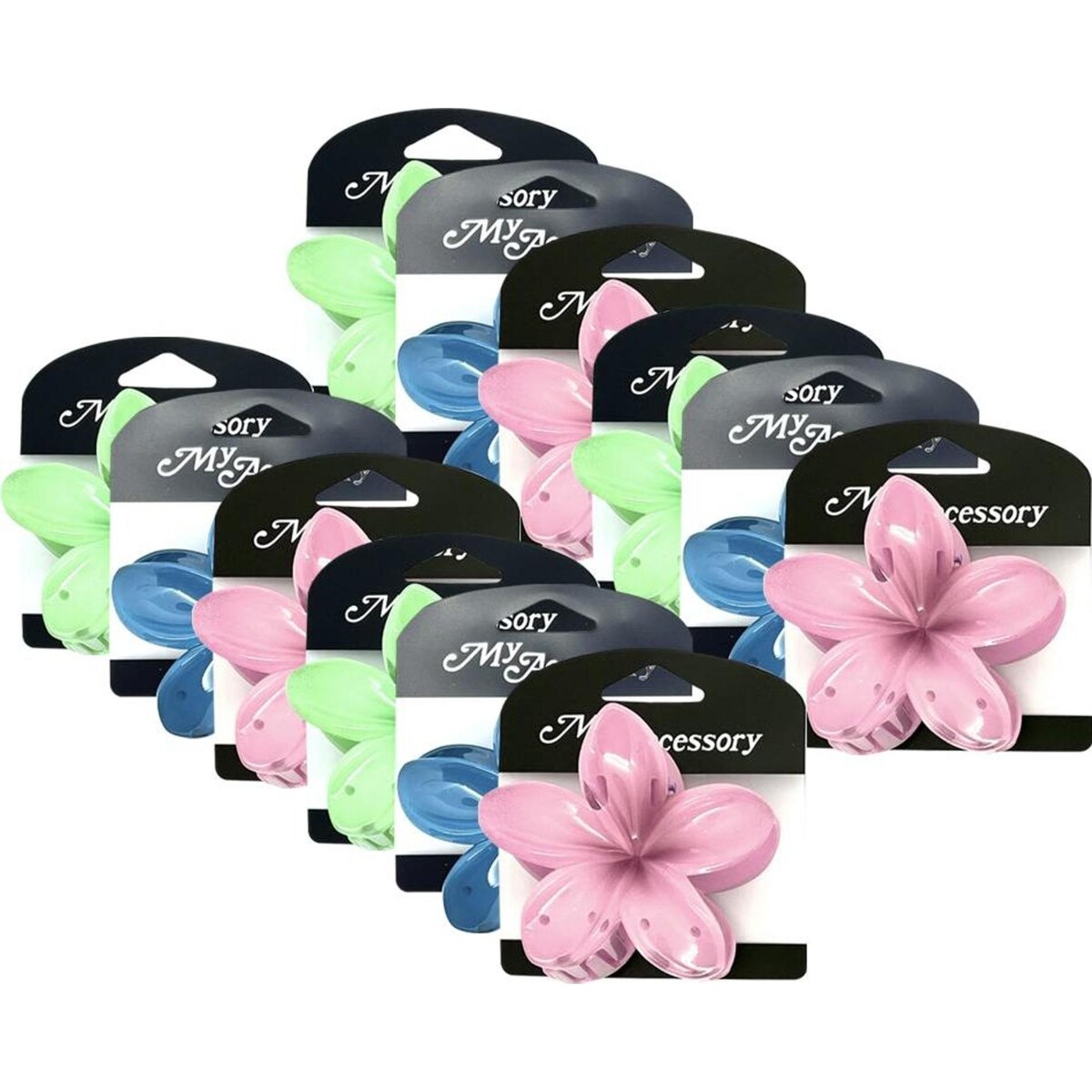 My Accessory Melrose Hair Clip Franjipani Assorted 12PK 7.5cm