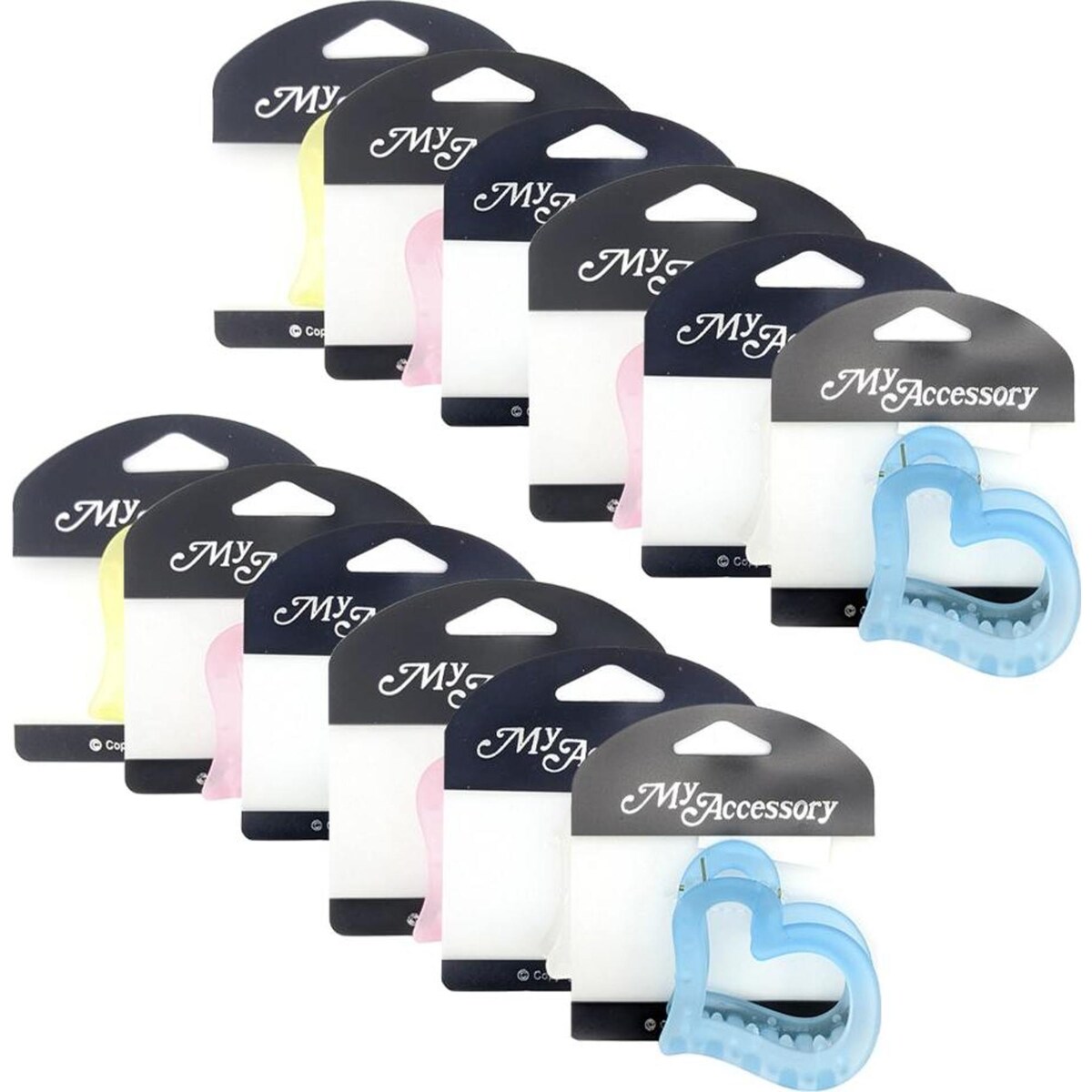 My Accessory Melrose Hair Clip Frosted Heart Assorted 12PK 6.5cm