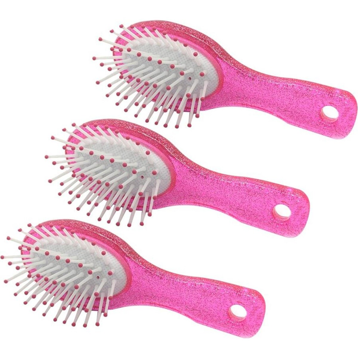 My Accessory Kids Portable Hair Brush Pink Glitter 3PK 12cm