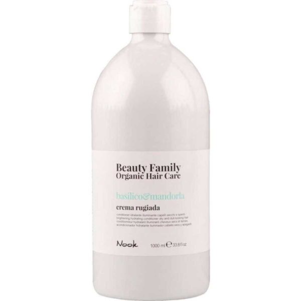 Nook Beauty Family Organic Hair Care Basilico&Mandorla Crema Rugiada 1L - Brightening hydrating conditioner for dry and dull-looking hair