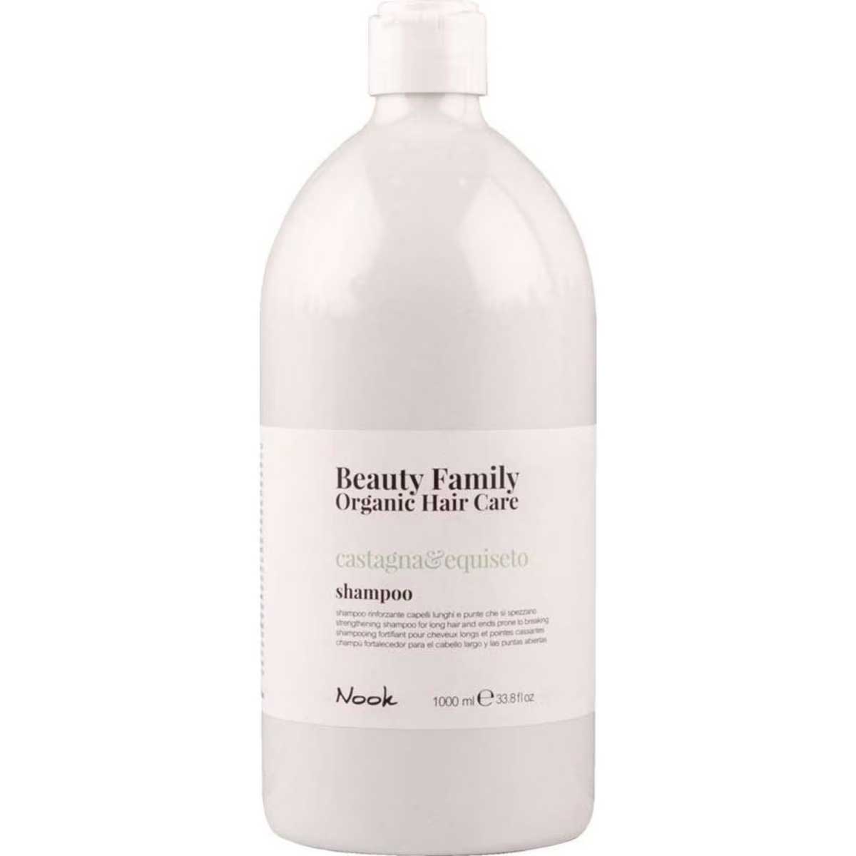 Nook Beauty Family Organic Hair Care Castagna&Equiseto Shampoo 1L - Strengthening shampoo for long hair and ends prone to breaking