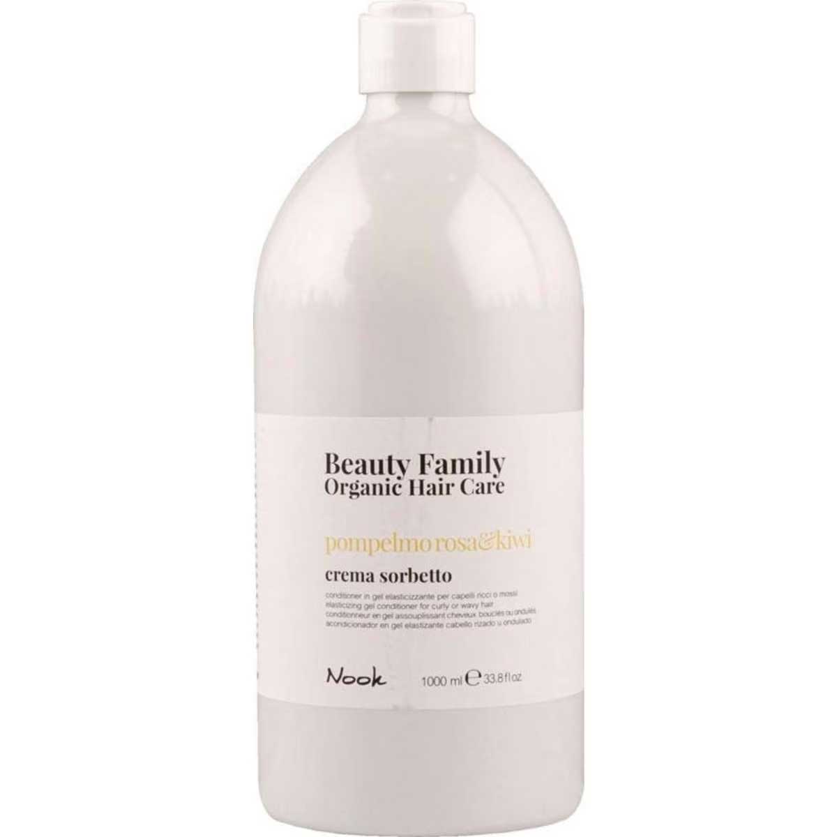 Nook Beauty Family Organic Hair Care Pompelmo Rosa&Kiwi Crema Sorbetto 1L - Elasticizing gel conditioner for curly or wavy hair