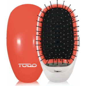 TODO Ionic Straightening Styling Hair Brush Smooth Silky Hair Stainless Steel Peach