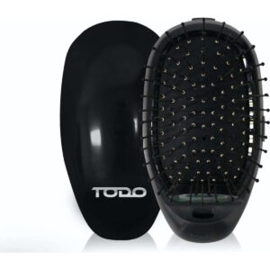 TODO Ionic Styling Hair Brush Straightener Anti-Frizz Smooth Silky Hair Stainless Steel Bristle Black
