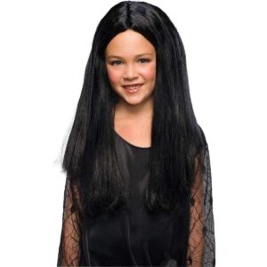 Rubies Morticia Wig Kids/Children Long Straight Hair - Black